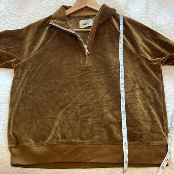 Madewell MWL Velour Half Zip Sweatshirt Lounge Retro 70s Dried Cedar Brown XS - Picture 7 of 10